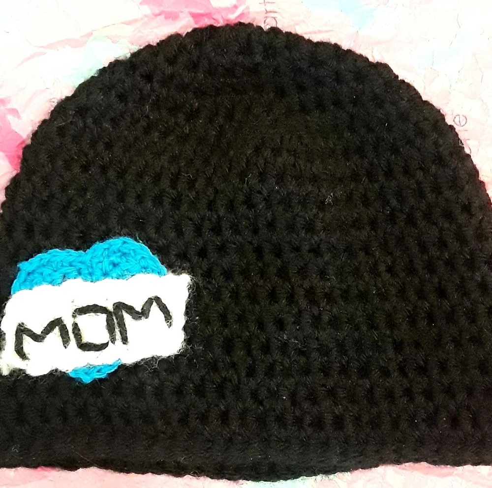 Handmade (by yours truly) Infants Beanie "Mom"